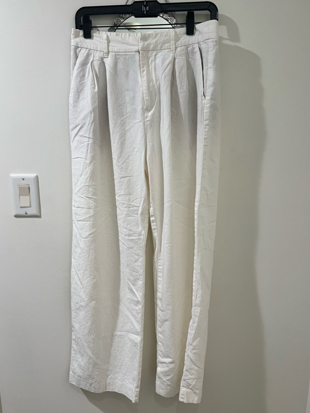 GAP High Rise Wide Leg Ivory Linen Blend  Trousers